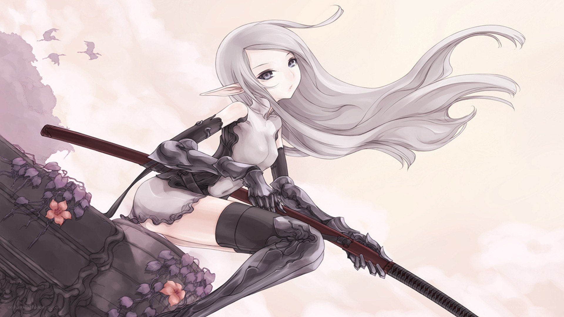 elf warrior with long silver hair
