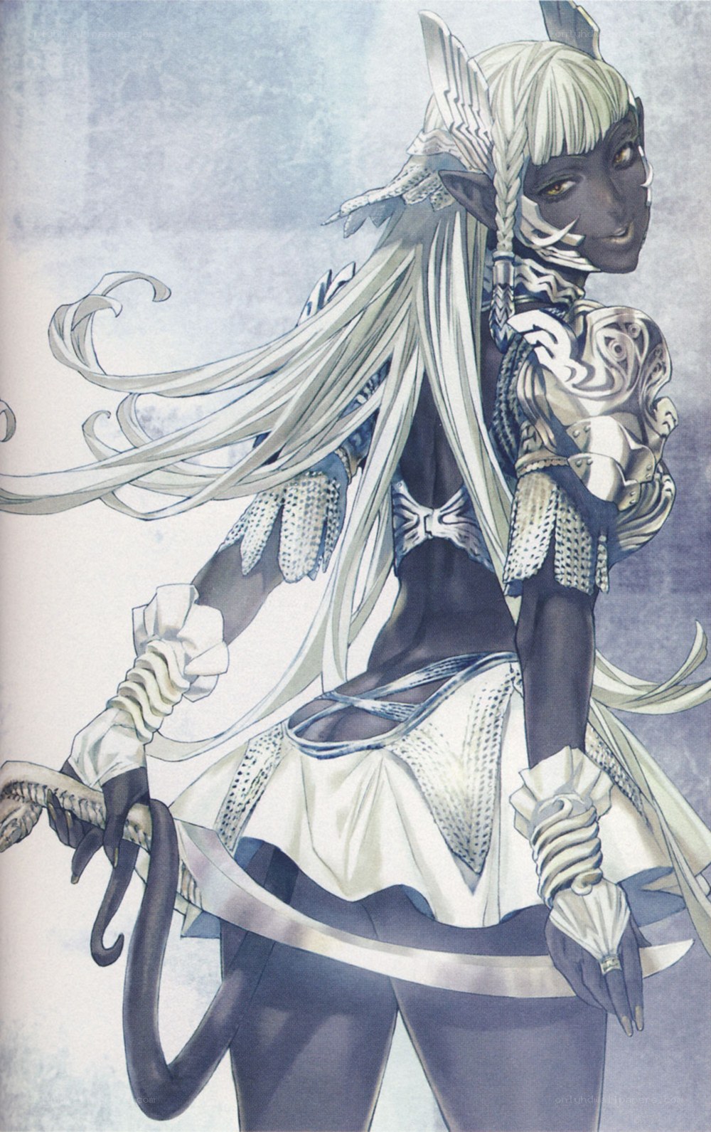 elf warrior with long white hair