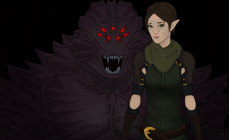 Elf Warrior with Monster