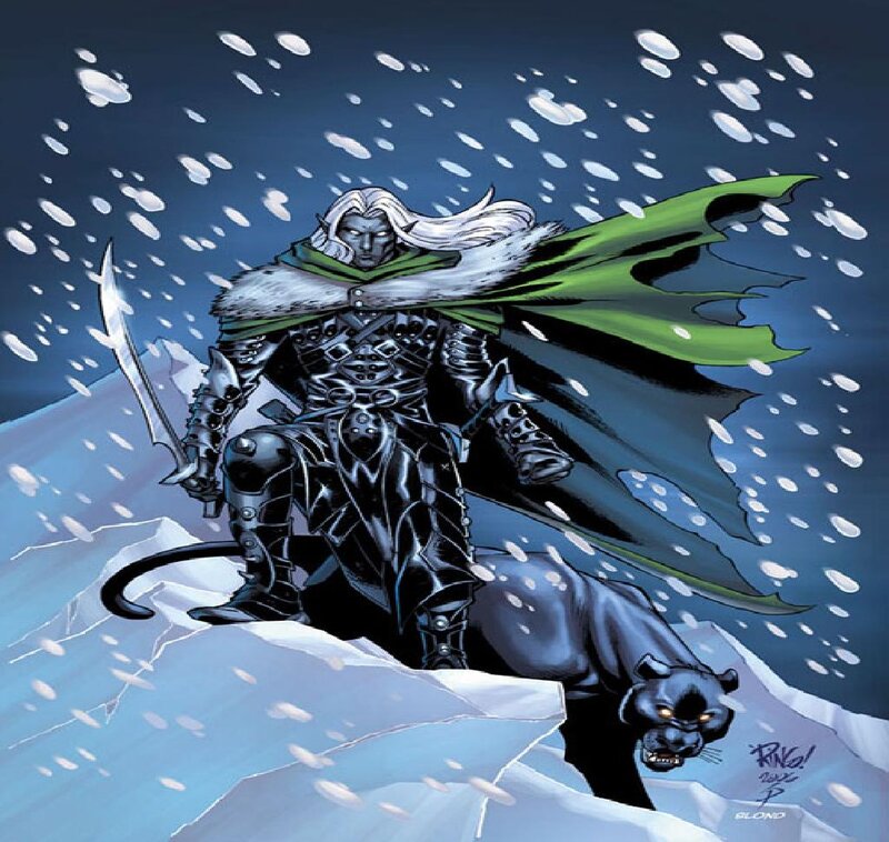 Elf Warrior with Panther — Blue