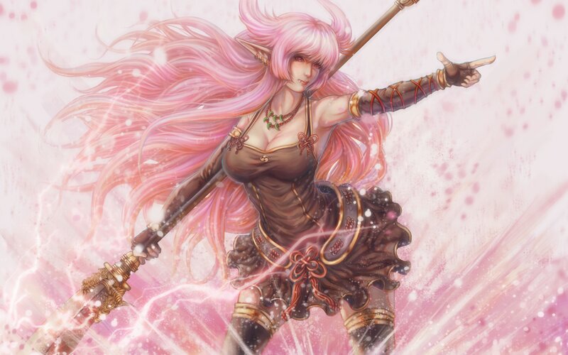 Elf Warrior with Pink Hair