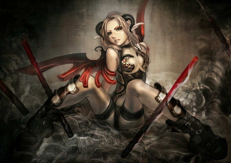 elf warrior with red blades