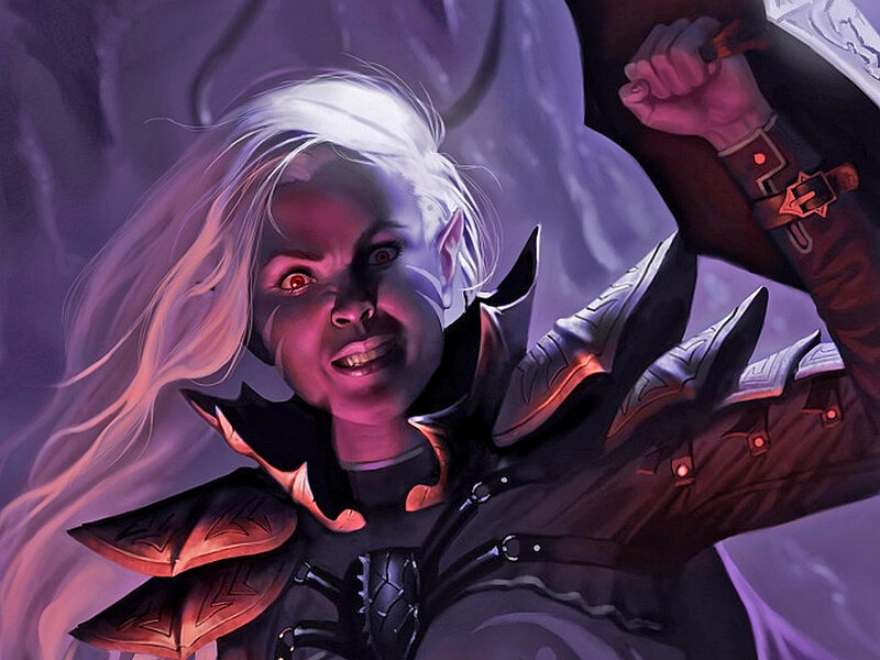 Elf Warrior with Red Eyes — Purple
