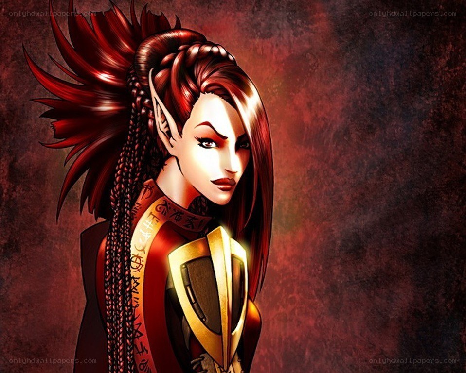 elf warrior with red hair