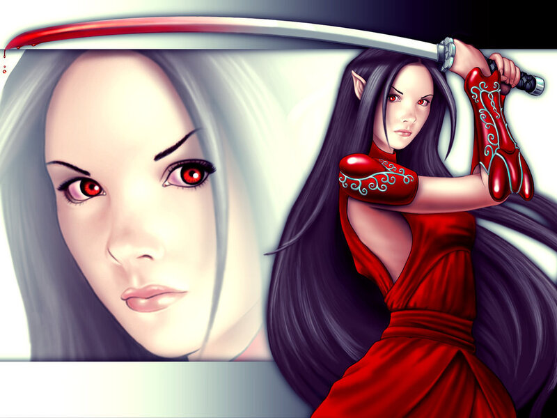 elf warrior with red sword