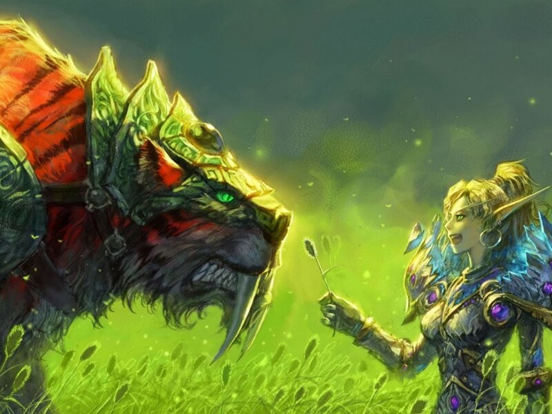 Elf Warrior with Saber-toothed Cat