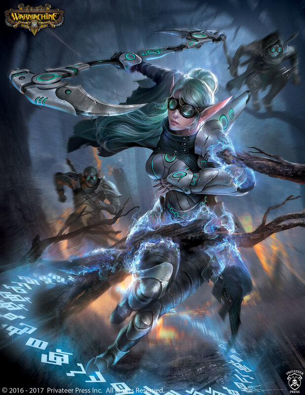 Elf Warrior with Scythe — Blue, Dramatic