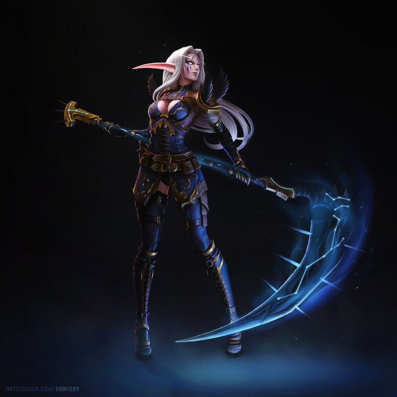 Elf Warrior with Scythe — Blue