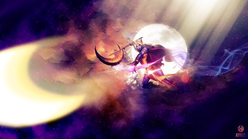Elf Warrior with Scythe — Purple, Dramatic
