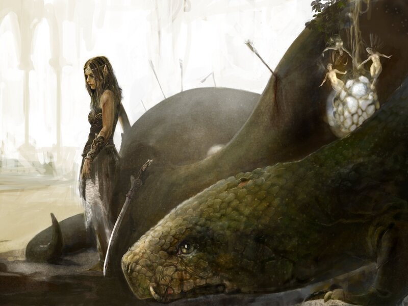 Elf Warrior with Snake
