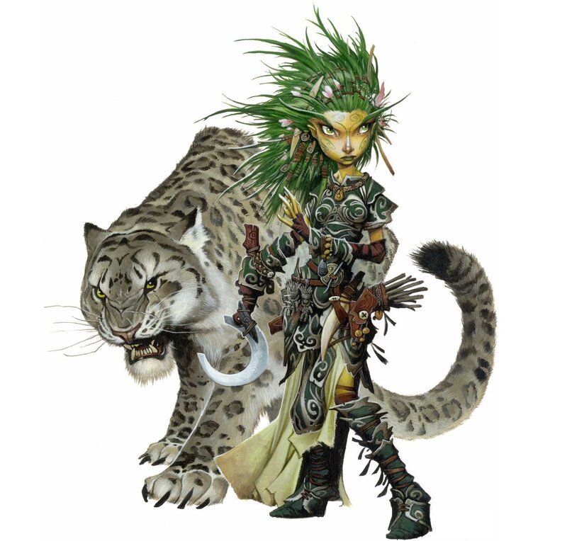 Elf Warrior with Snow Leopard