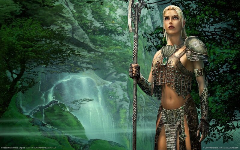 Elf Warrior with Spear — Green, Dramatic, Digital Art, Forest