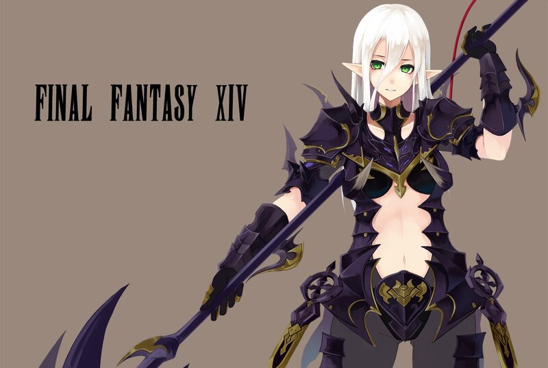 Elf Warrior with Spear — Purple, Dramatic, Anime