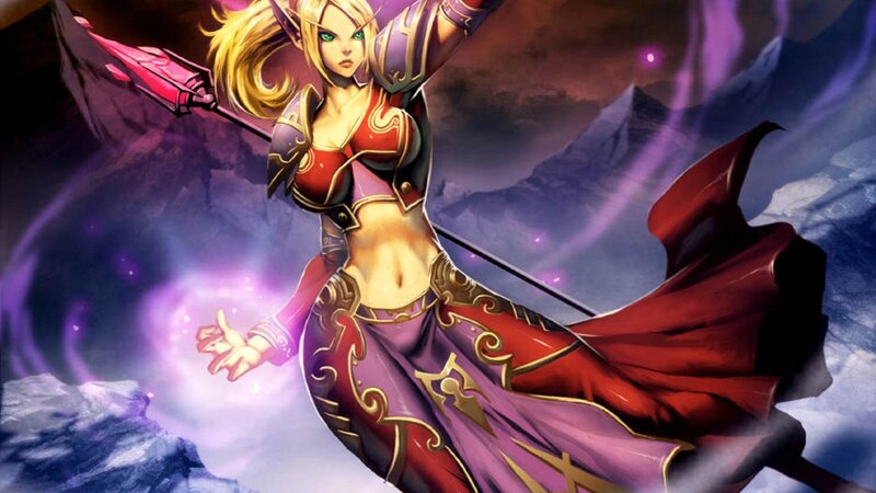 Elf Warrior with Spear — Purple, Dramatic