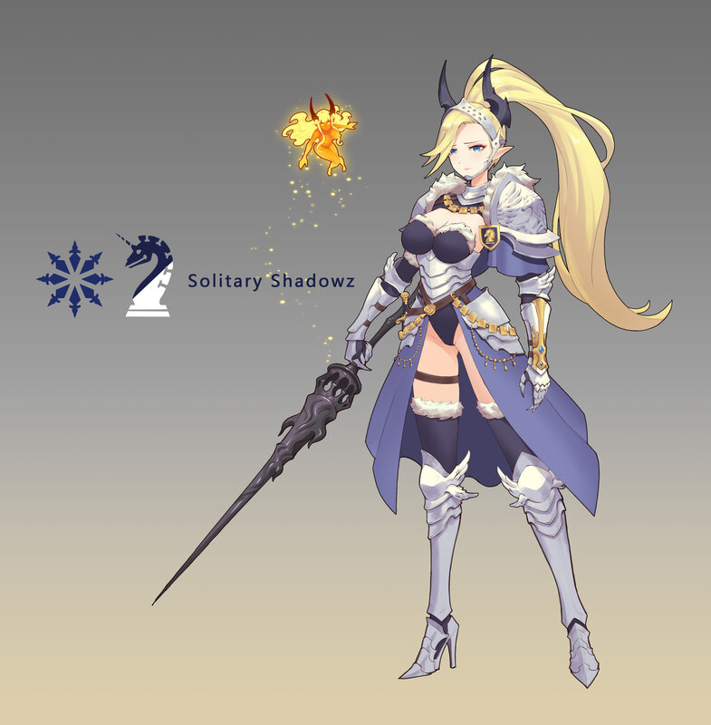Elf Warrior with Spear — White, Dramatic