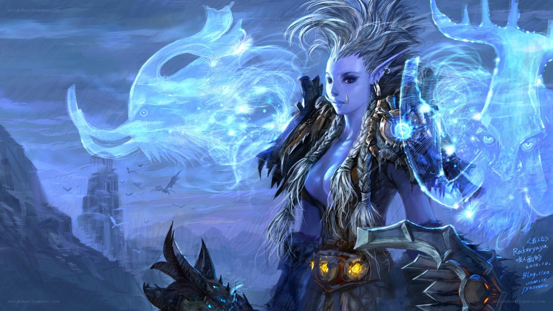 elf warrior with spirit animals