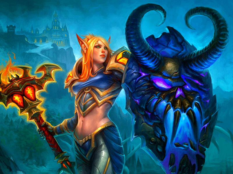 Elf Warrior with Staff — Blue, Dramatic