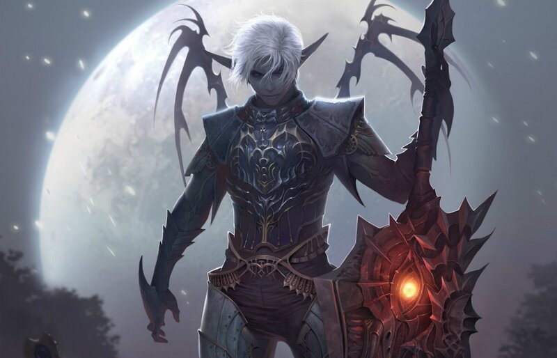 Elf Warrior with Staff — Gray