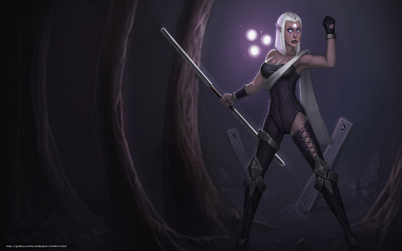 Elf Warrior with Staff — Purple, Dramatic, Night, Digital Art, Swords
