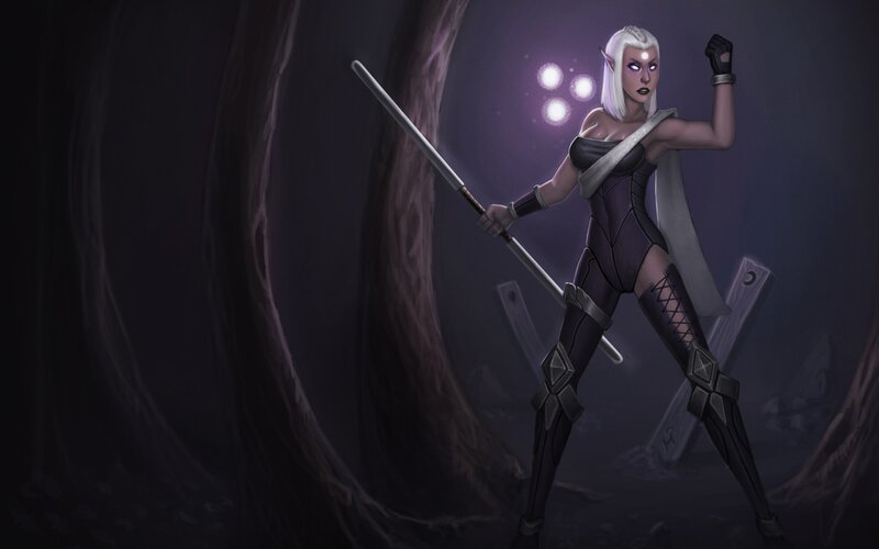Elf Warrior with Staff — Purple, Dramatic, Night