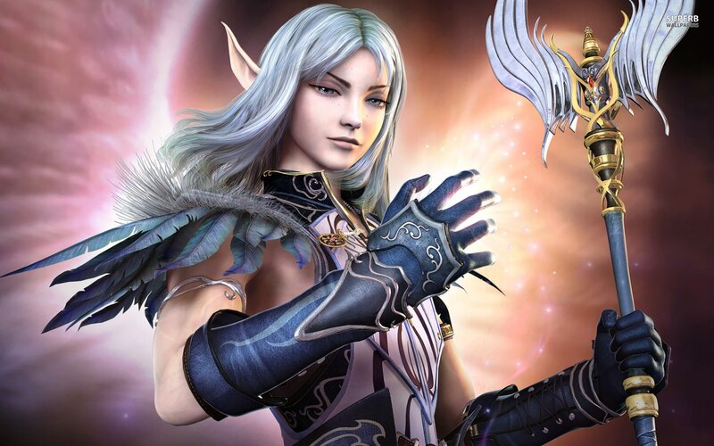 Elf Warrior with Staff — Silver