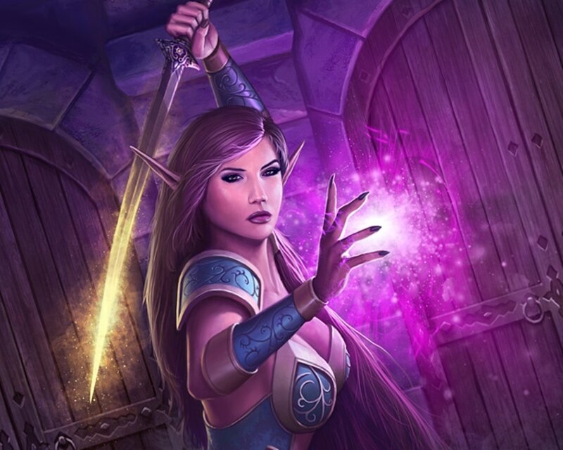 elf warrior with sword and magic