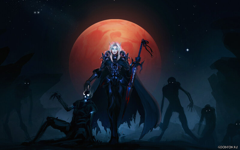 Elf Warrior with Sword — Black, Dramatic, Dark