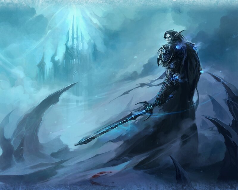 Elf Warrior with Sword — Blue, Dramatic, Winter, Digital Art, Castle