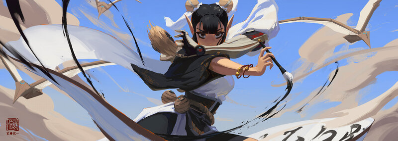 Elf Warrior with Sword — Blue, Dynamic
