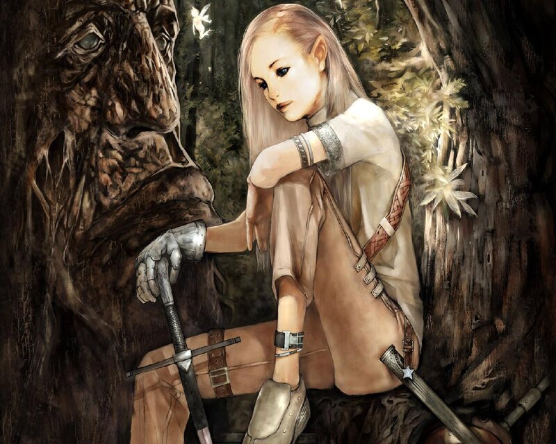 Elf Warrior with Sword — Brown, Dramatic, Night