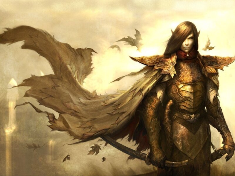 Elf Warrior with Sword — Brown, Dramatic, Sunset