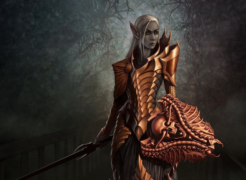 Elf Warrior with Sword — Brown