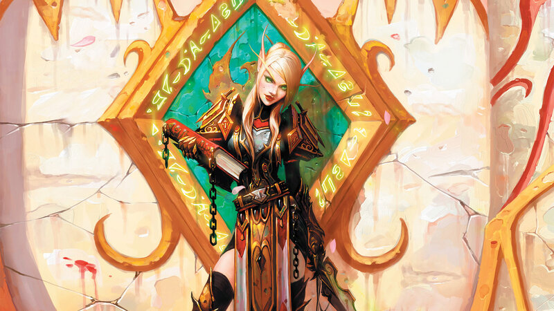 Elf Warrior with Sword — Gold, Dramatic, Digital Art, Armor