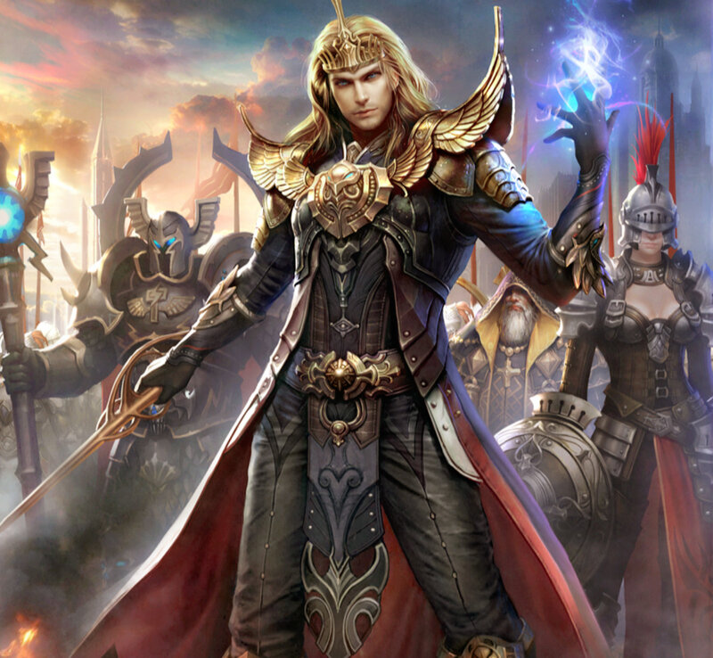 Elf Warrior with Sword — Gold, Dramatic, Sunset