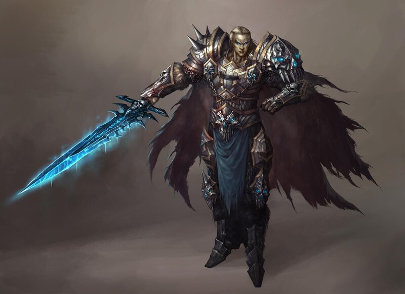Elf Warrior with Sword — Gray, Dramatic, Digital Art, Armor, Cape