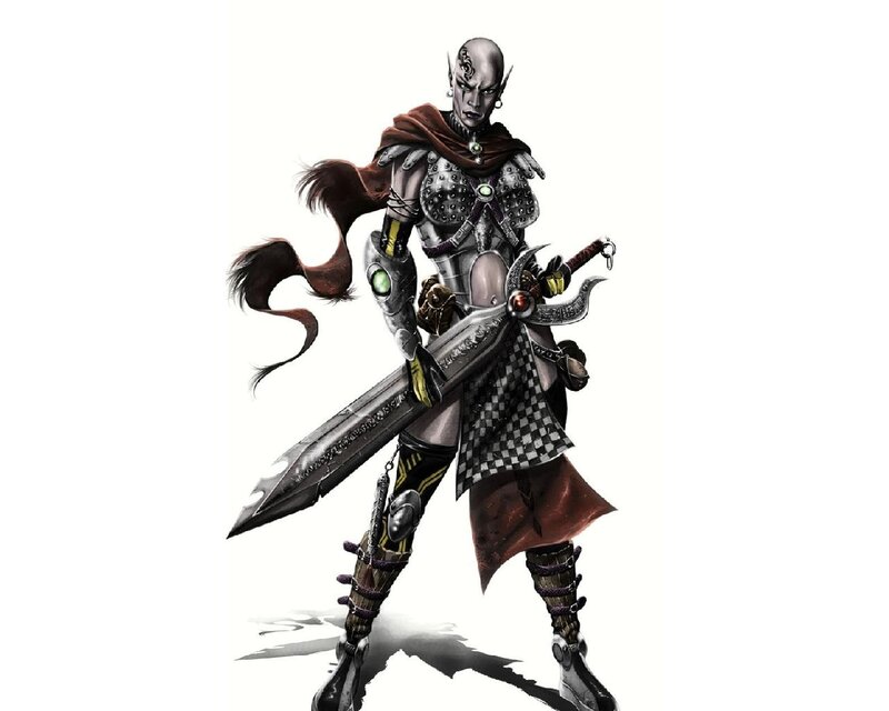 Elf Warrior with Sword — Gray, Dramatic, Digital Art, Armor