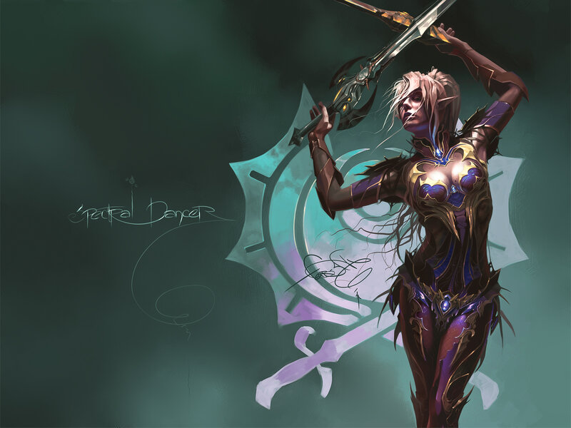 Elf Warrior with Sword — Green, Dramatic, Digital Art, Armor