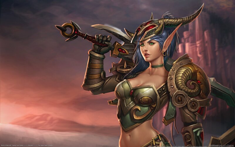 Elf Warrior with Sword — Green, Dramatic, Sunset