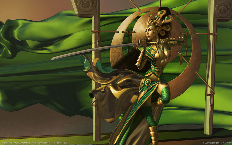 Elf Warrior with Sword — Green, Dramatic