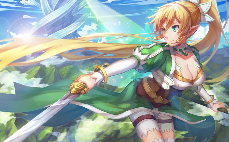 Elf Warrior with Sword — Green, Dynamic, Afternoon