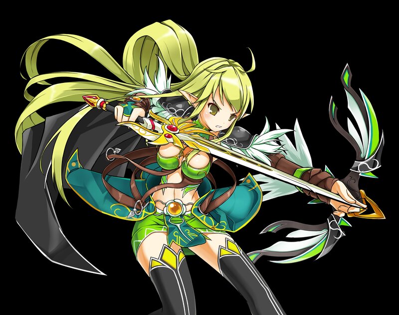 Elf Warrior with Sword — Green, Dynamic