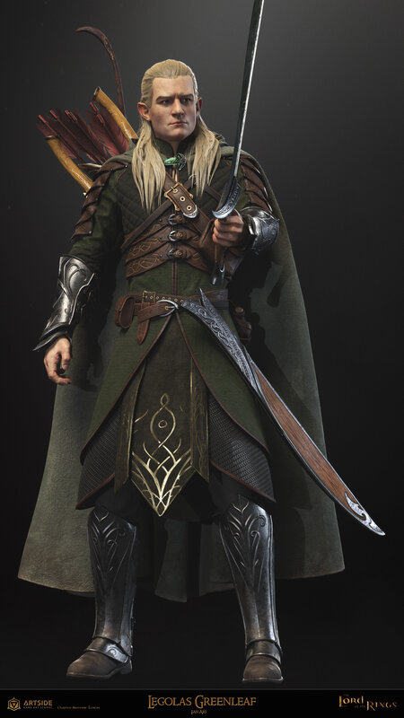 Elf Warrior with Sword — Green, Serious