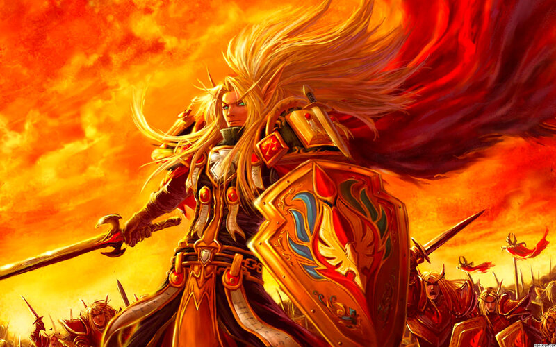 Elf Warrior with Sword — Orange, Dramatic, Sunset