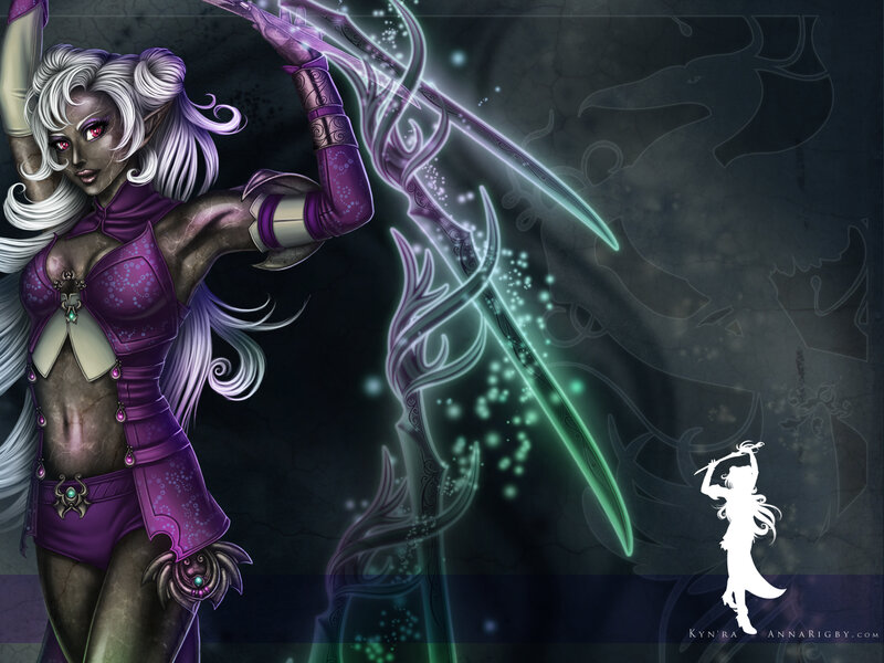 Elf Warrior with Sword — Purple, Dramatic, Night, Digital Art, Magic