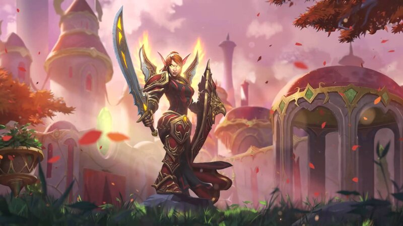 Elf Warrior with Sword — Red, Dramatic, Autumn, Digital Art