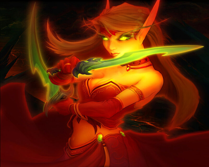 Elf Warrior with Sword — Red, Dramatic, Night, Digital Art, Red Cape