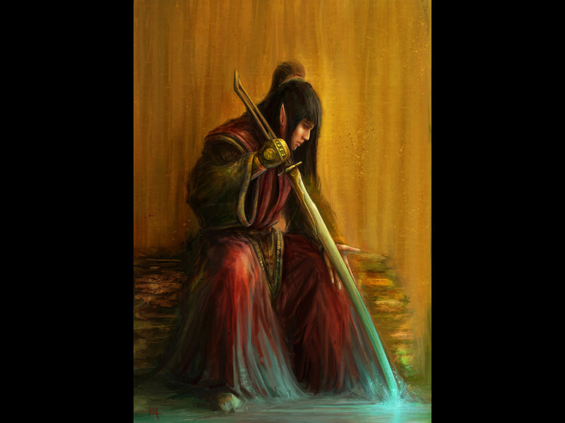 Elf Warrior with Sword — Red
