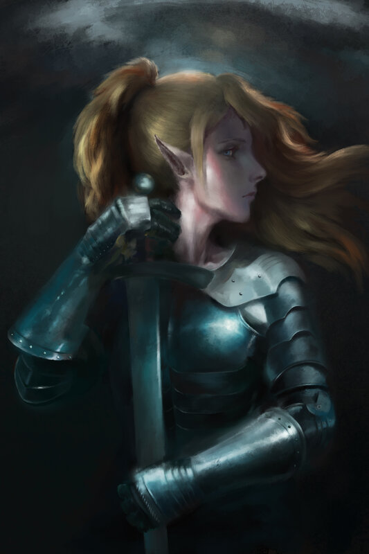 Elf Warrior with Sword — Silver