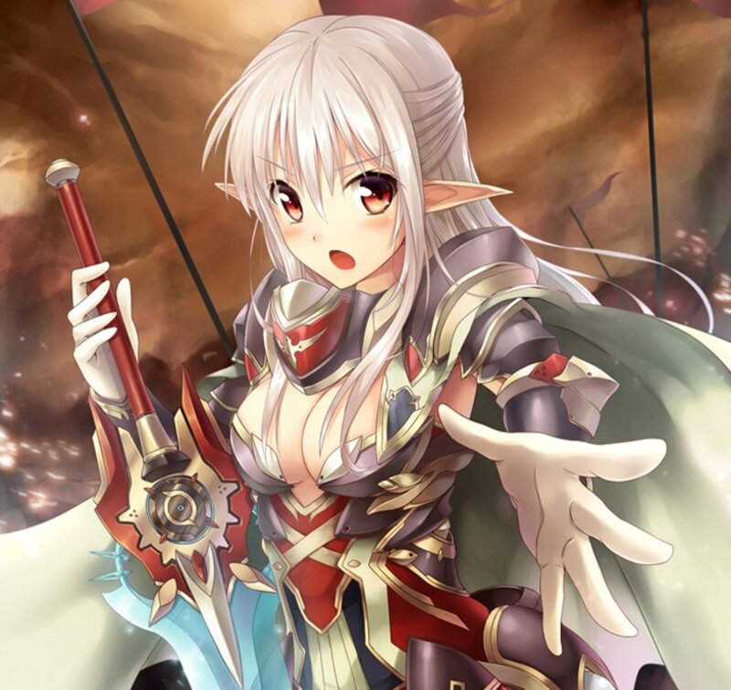 Elf Warrior with Sword — White, Dramatic, Anime