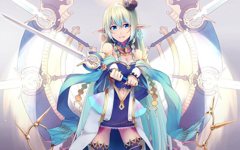 Elf Warrior with Swords — Blue, Dramatic, Anime